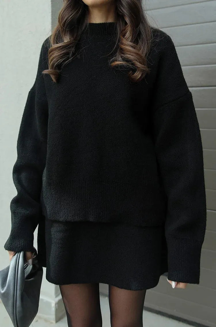 Comfortable Sweater Skirt Set