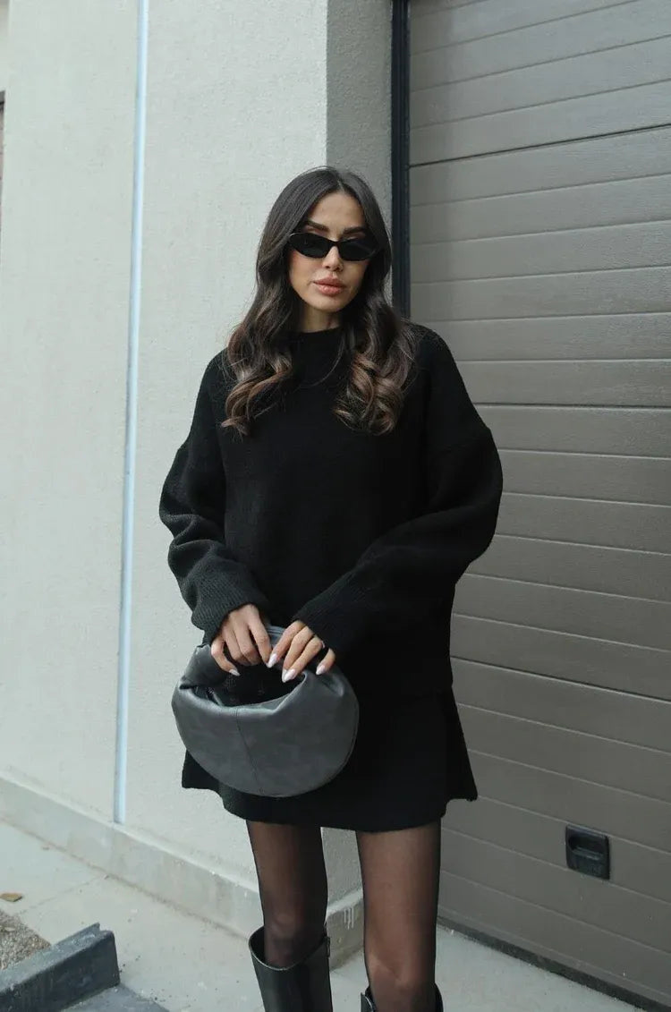 Comfortable Sweater Skirt Set